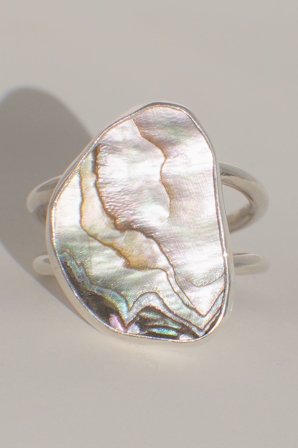 Double Band Abalone Ring 7.5