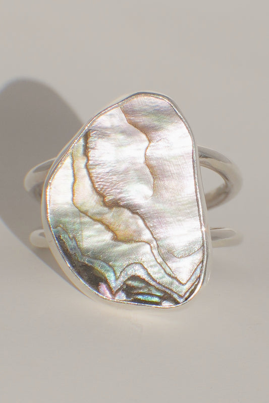Double Band Abalone Ring 7.5