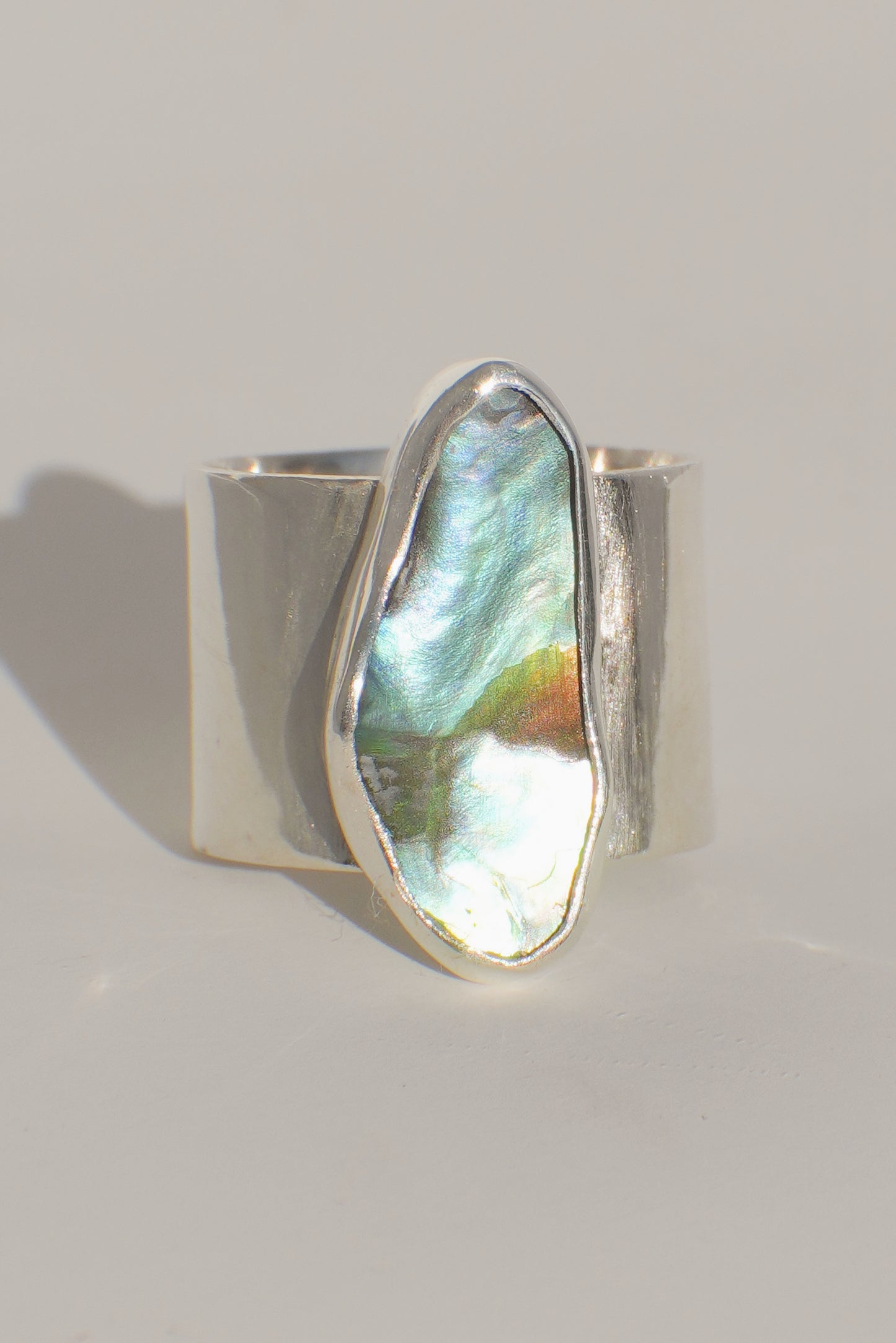 Wide Band Abalone Ring 6.5