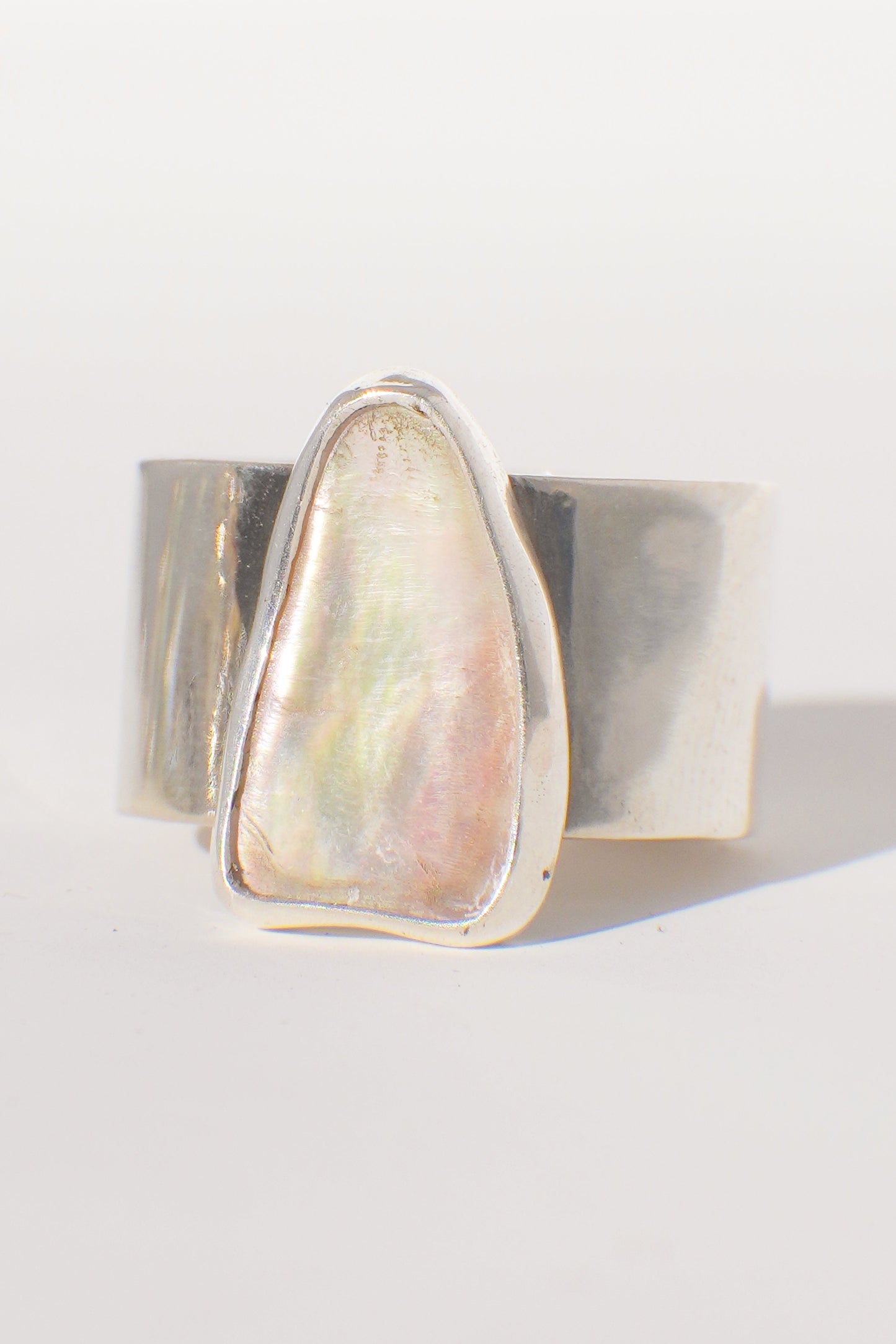 Wide Band Abalone Ring 7