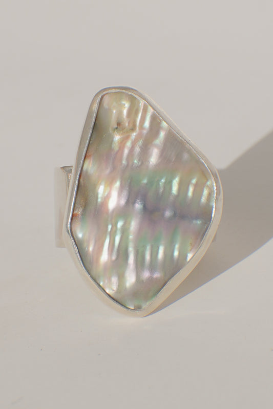 Wide Band Abalone Ring 6.5