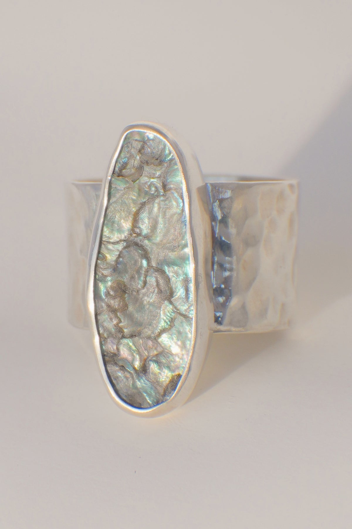Wide Band Abalone Ring 7