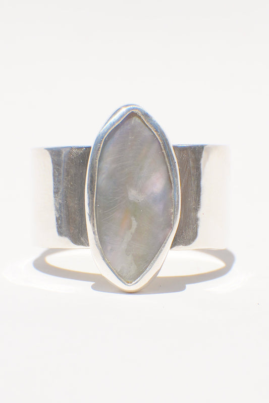 Wide Band Abalone Ring 7.5