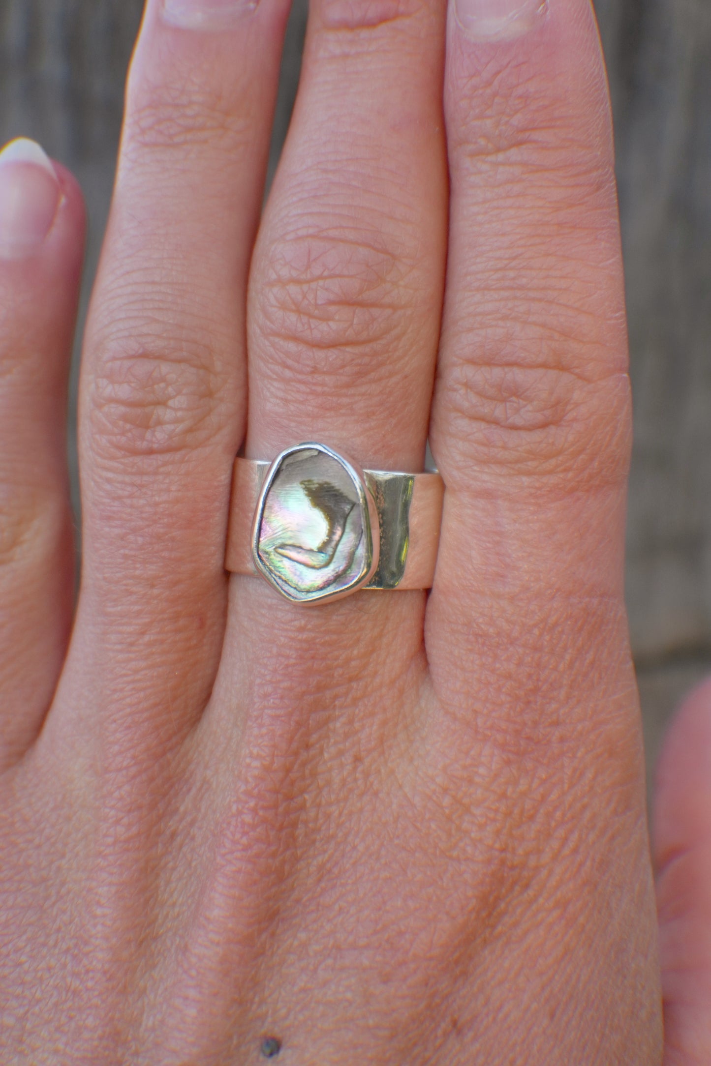 Wide Band Abalone Ring 7.5