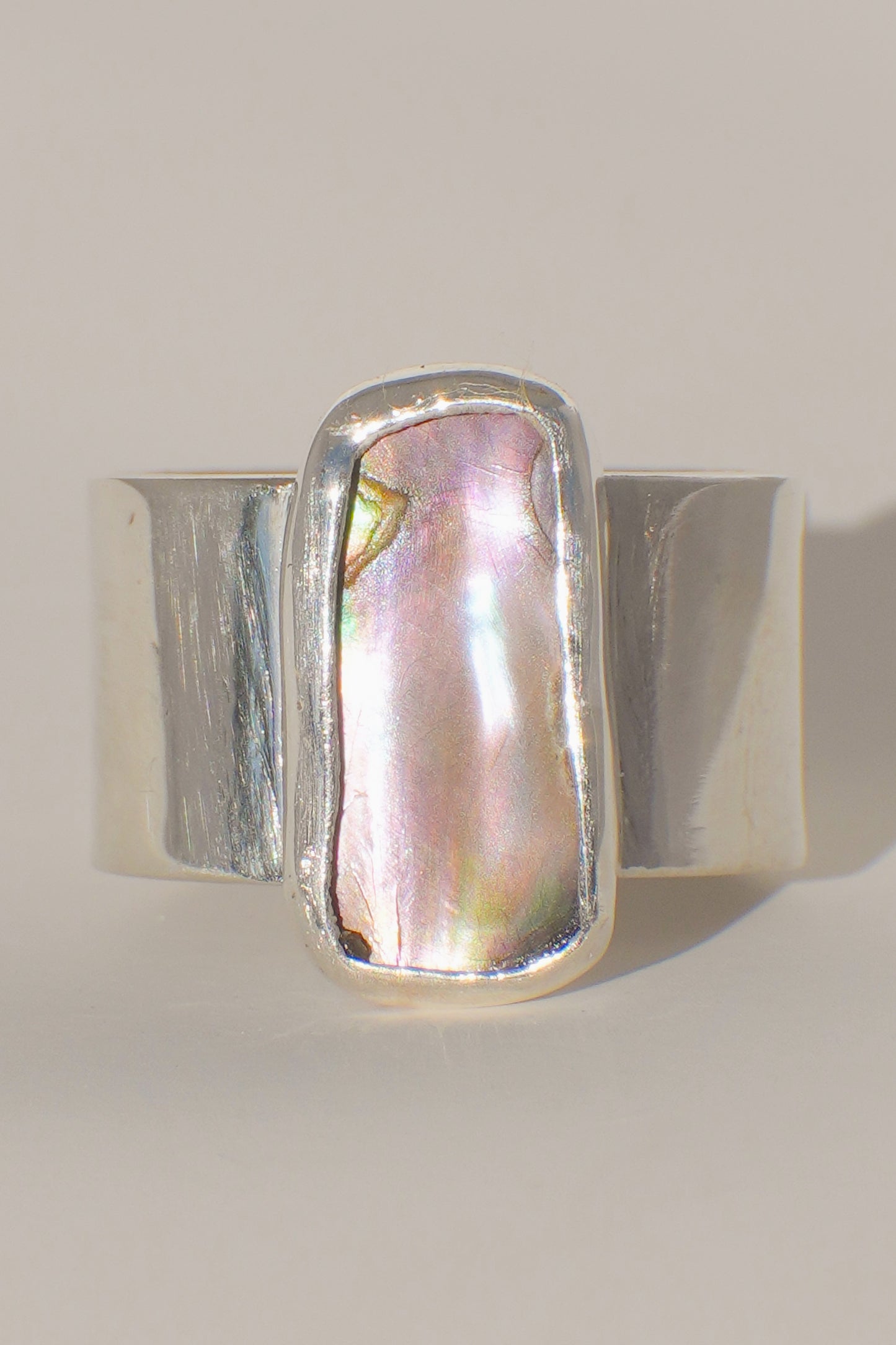 Wide Band Abalone Ring 7.5