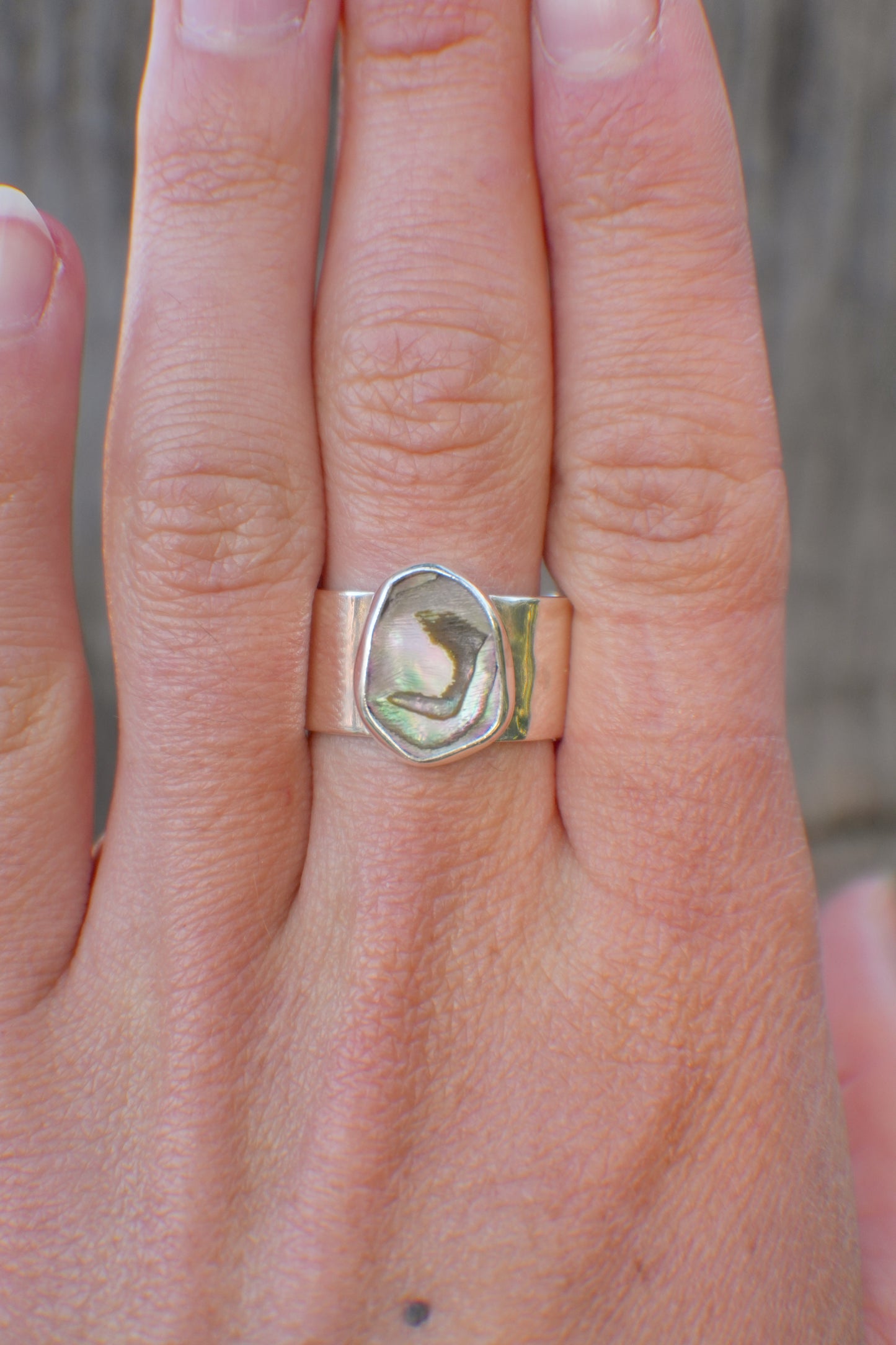Wide Band Abalone Ring 7.5