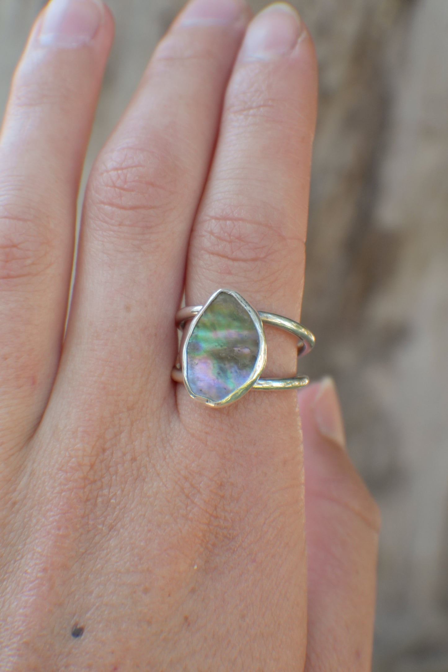 Double Band Abalone Ring 7