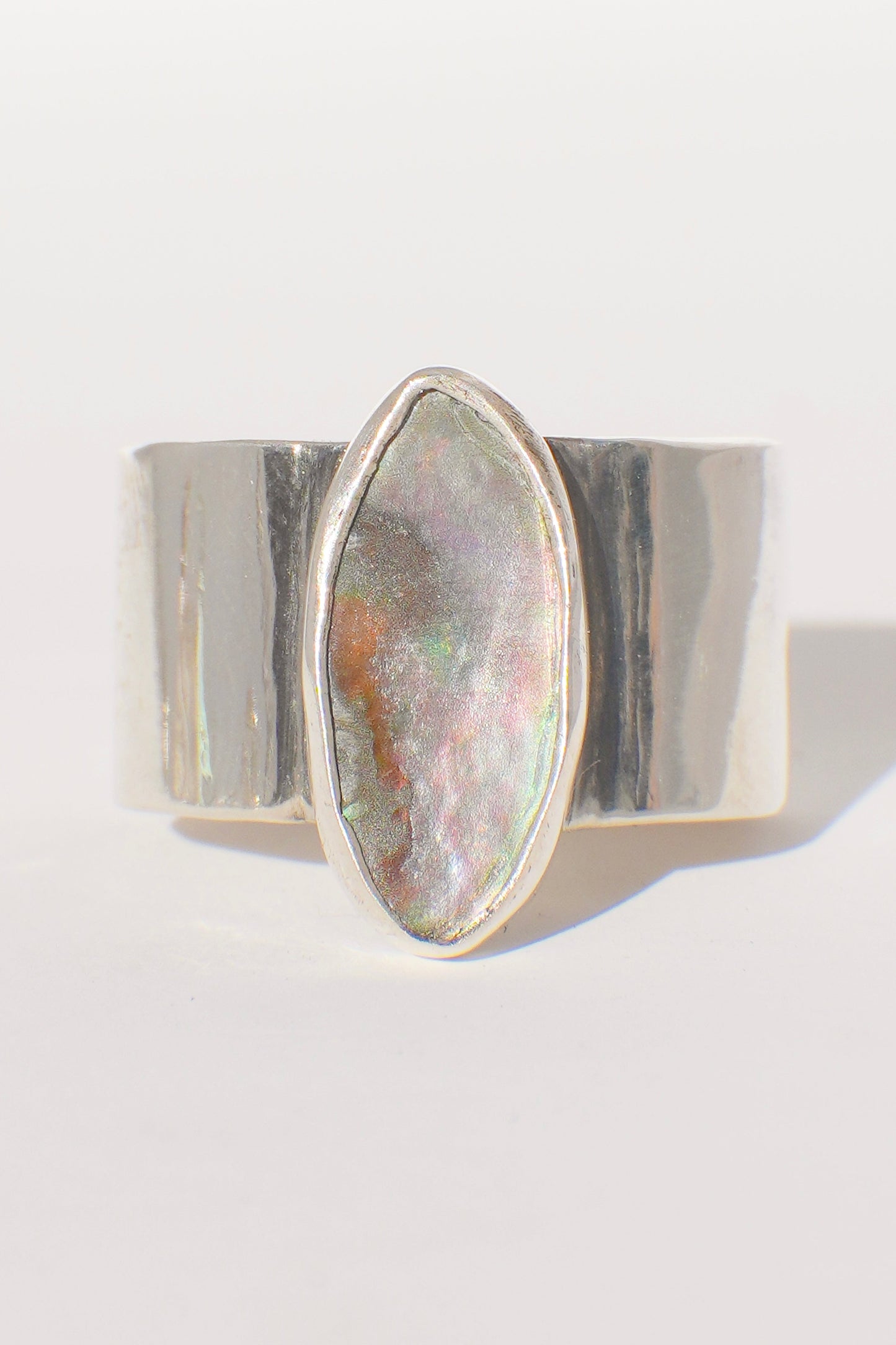 Wide Band Abalone Ring 8