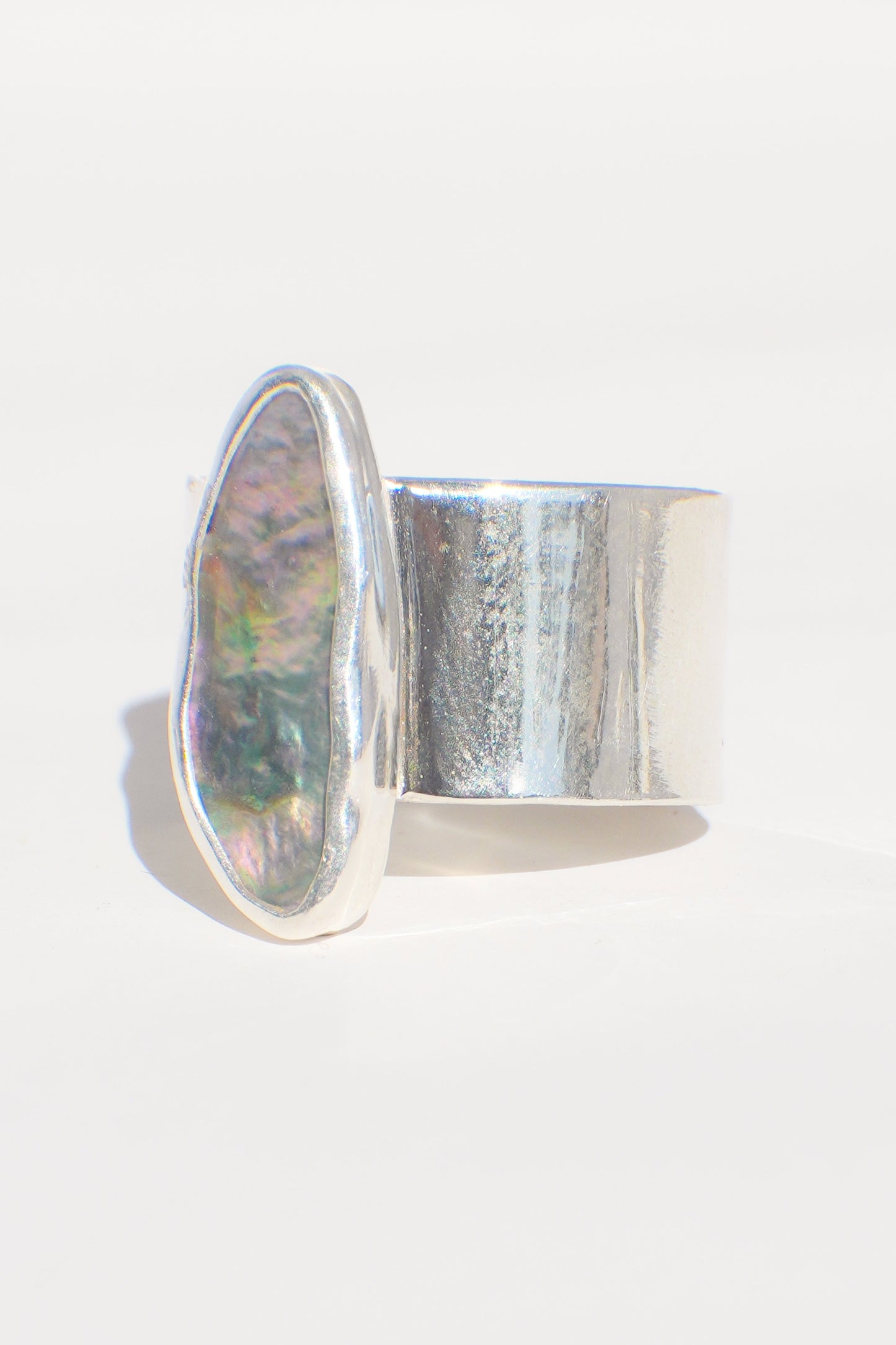 Wide Band Abalone Ring 6