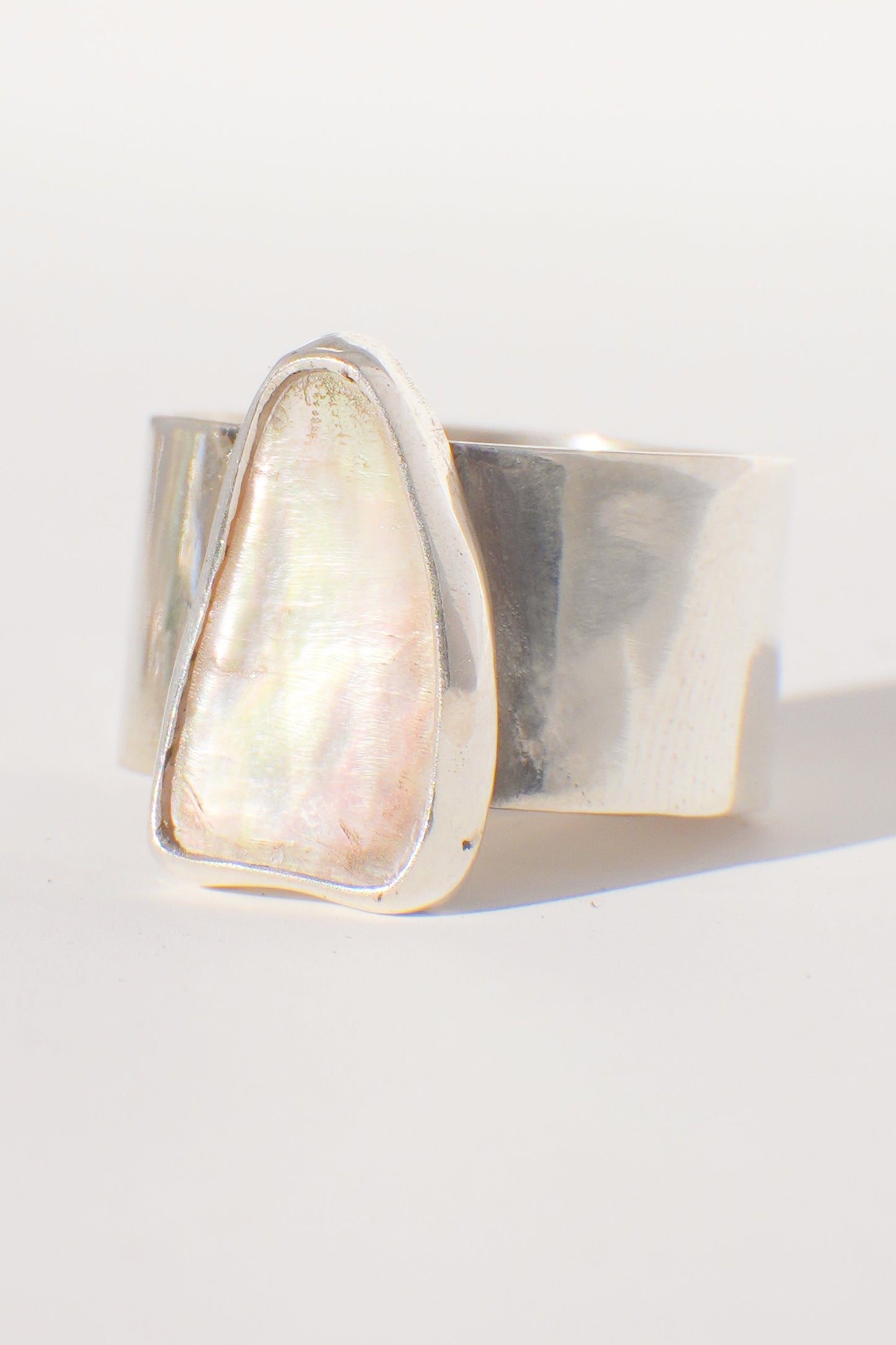 Wide Band Abalone Ring 7