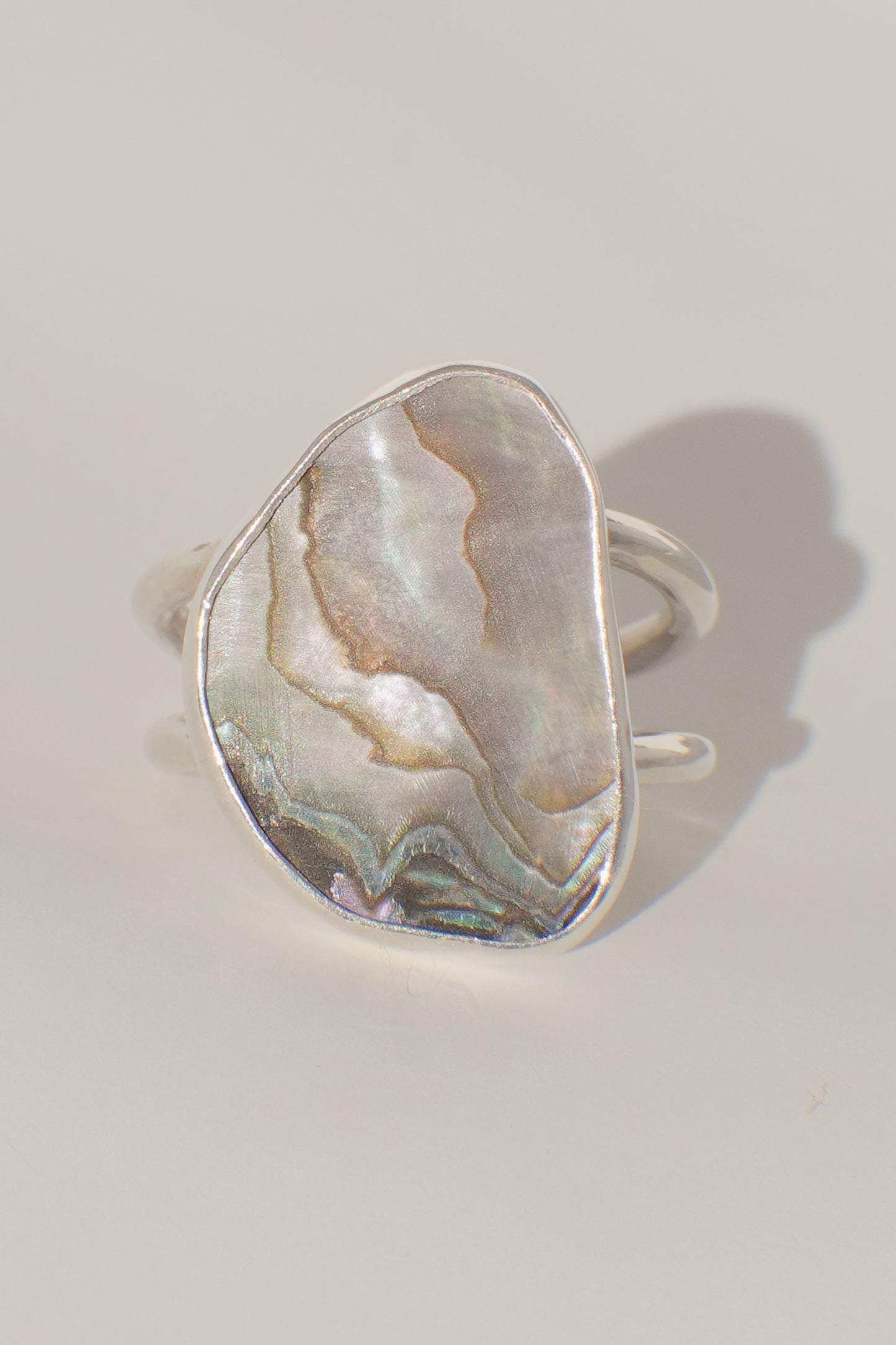 Double Band Abalone Ring 7.5