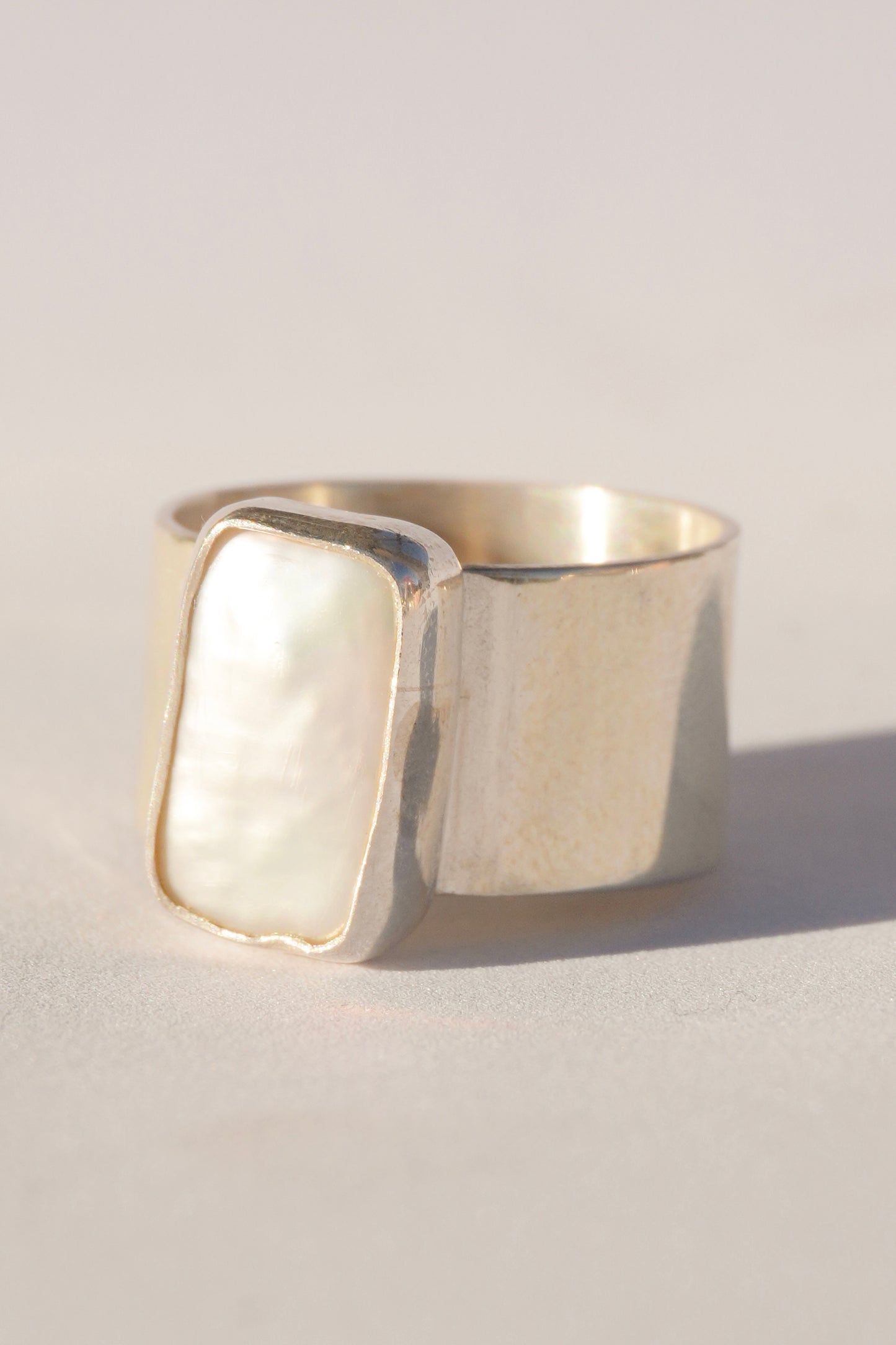 Pearl Wide Band Ring 7