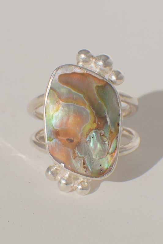 Abalone Double Band Ring 6.5