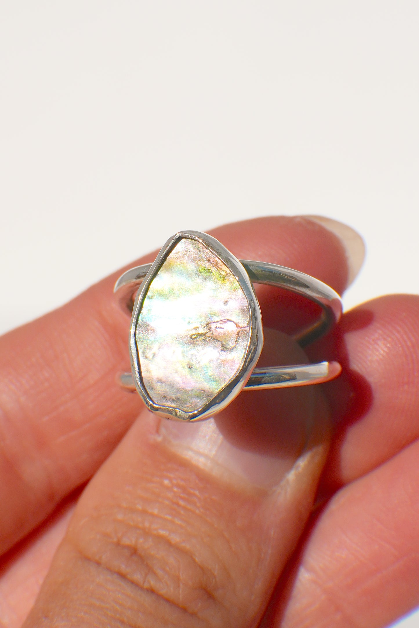 Double Band Abalone Ring 7