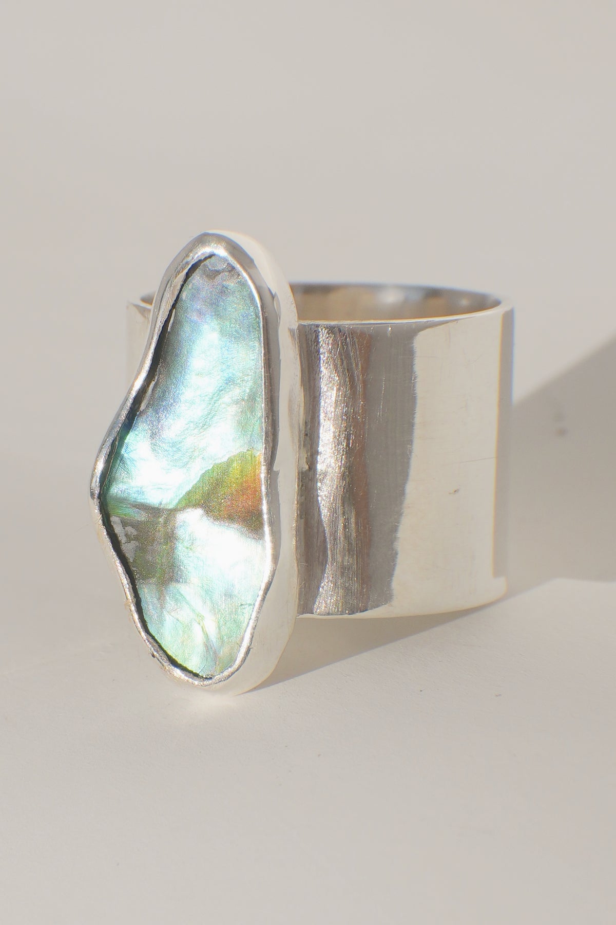 Wide Band Abalone Ring 6.5