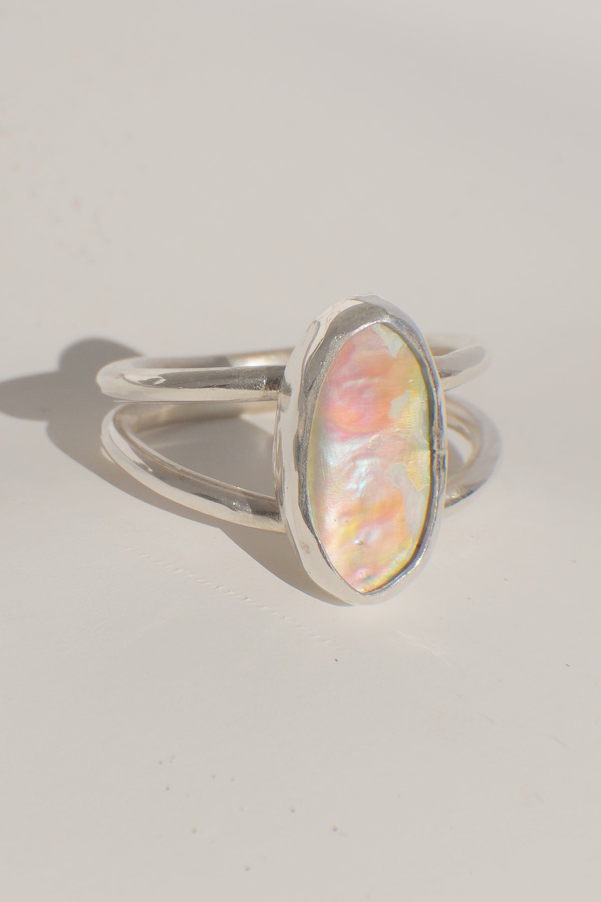 Double Band Abalone Ring 9.5