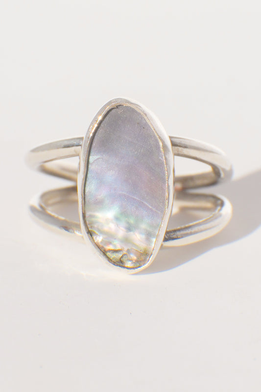 Double Band Abalone Ring 7
