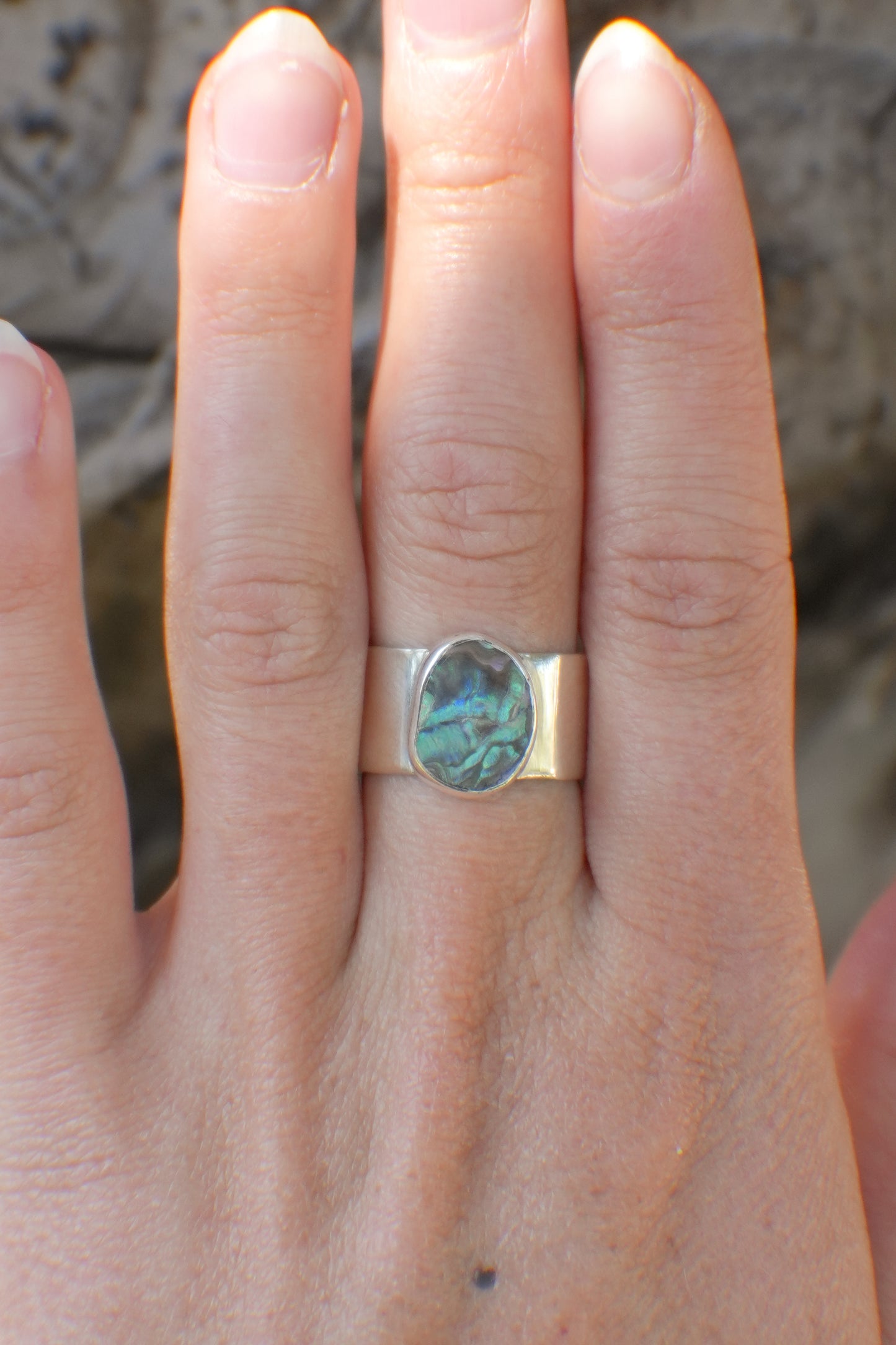 Wide Band Abalone Ring 6.5