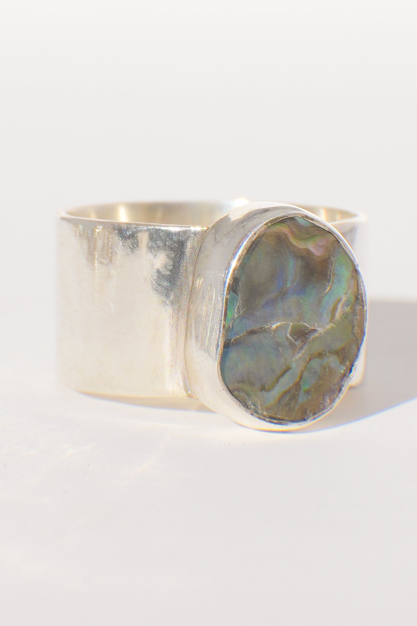Wide Band Abalone Ring 6.5
