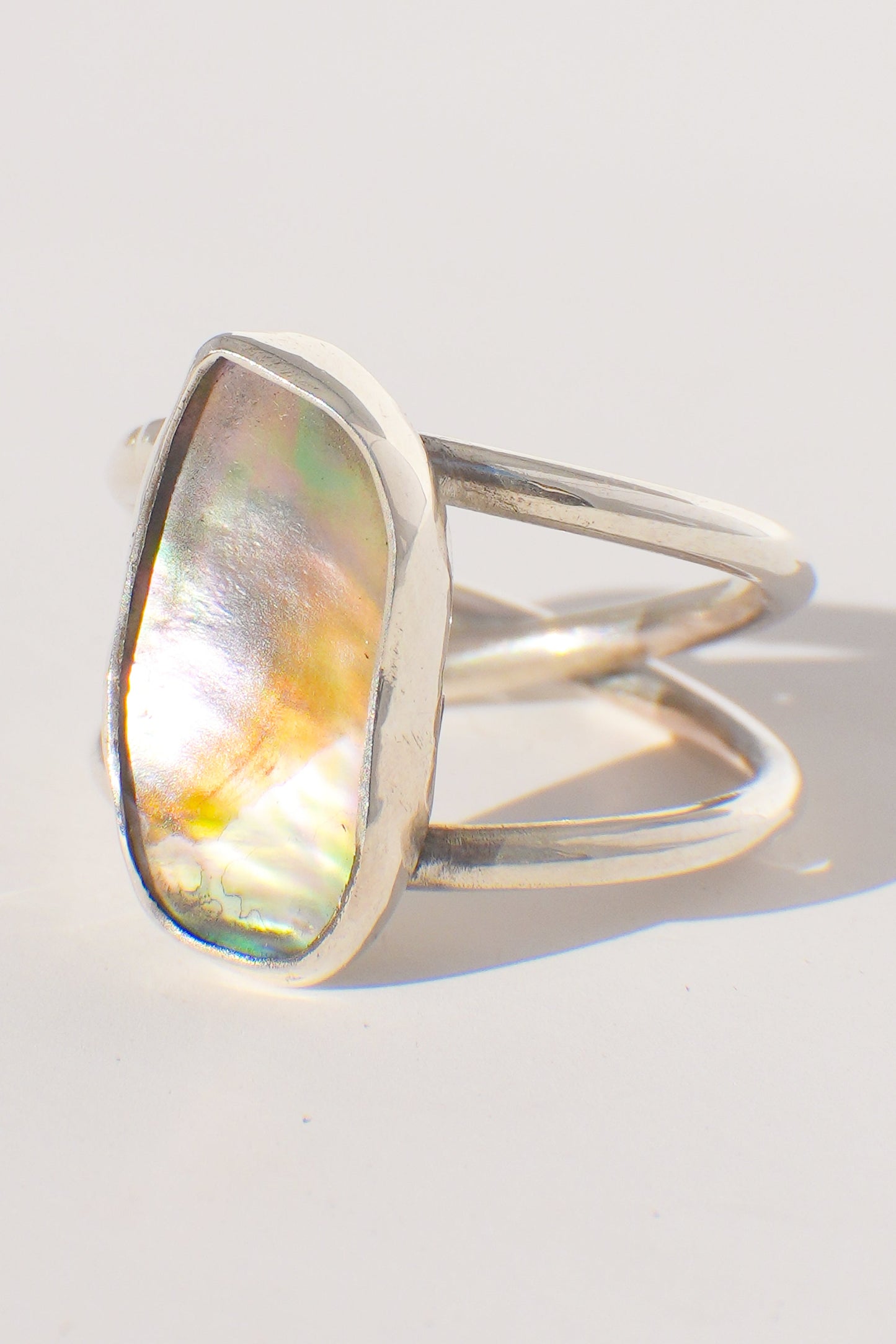 Double Band Abalone Ring 7.5