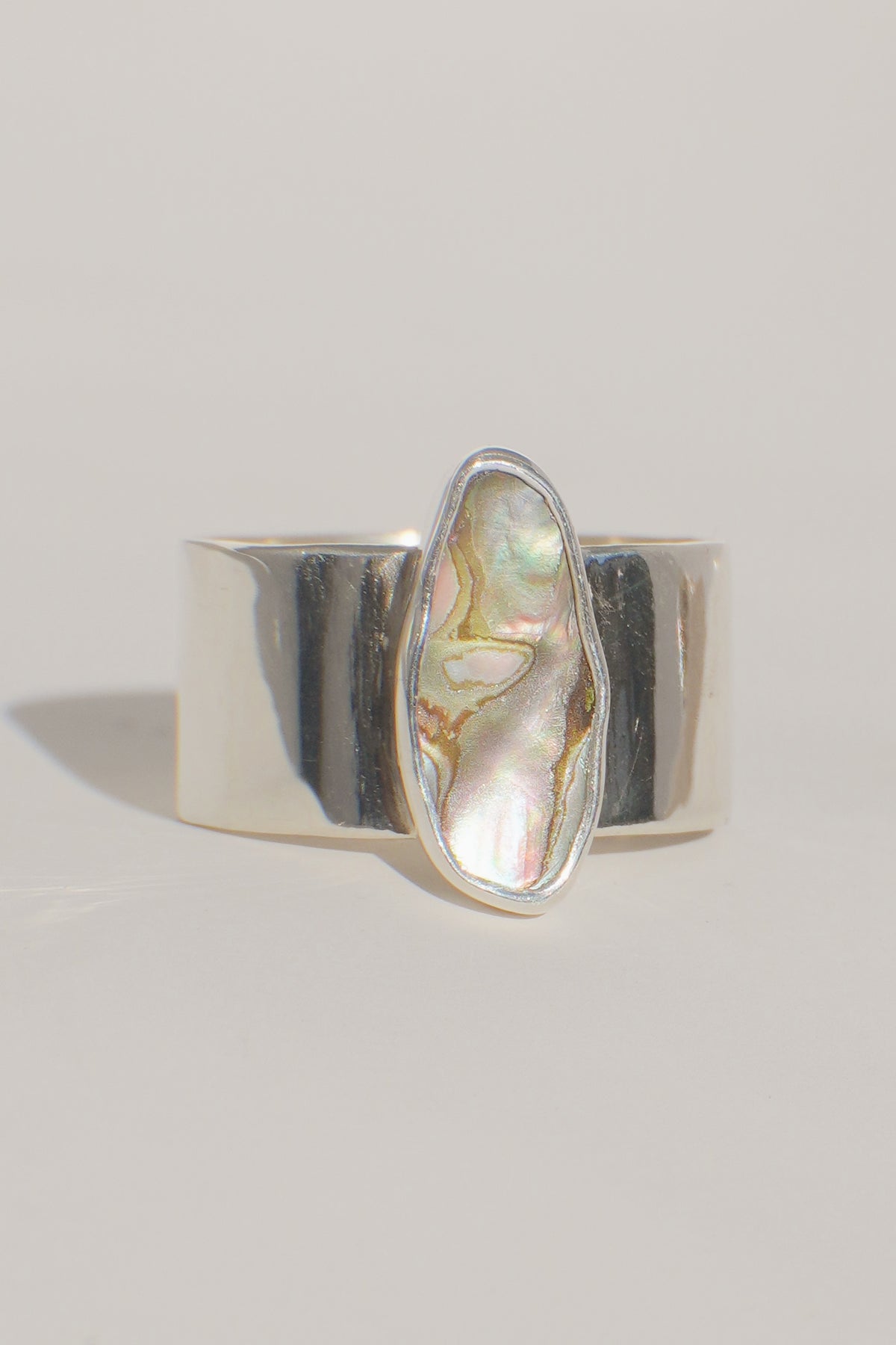 Wide Band Abalone Ring 8