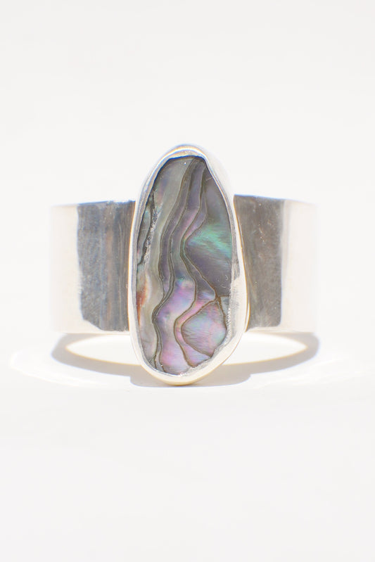 Wide Band Abalone Ring 10
