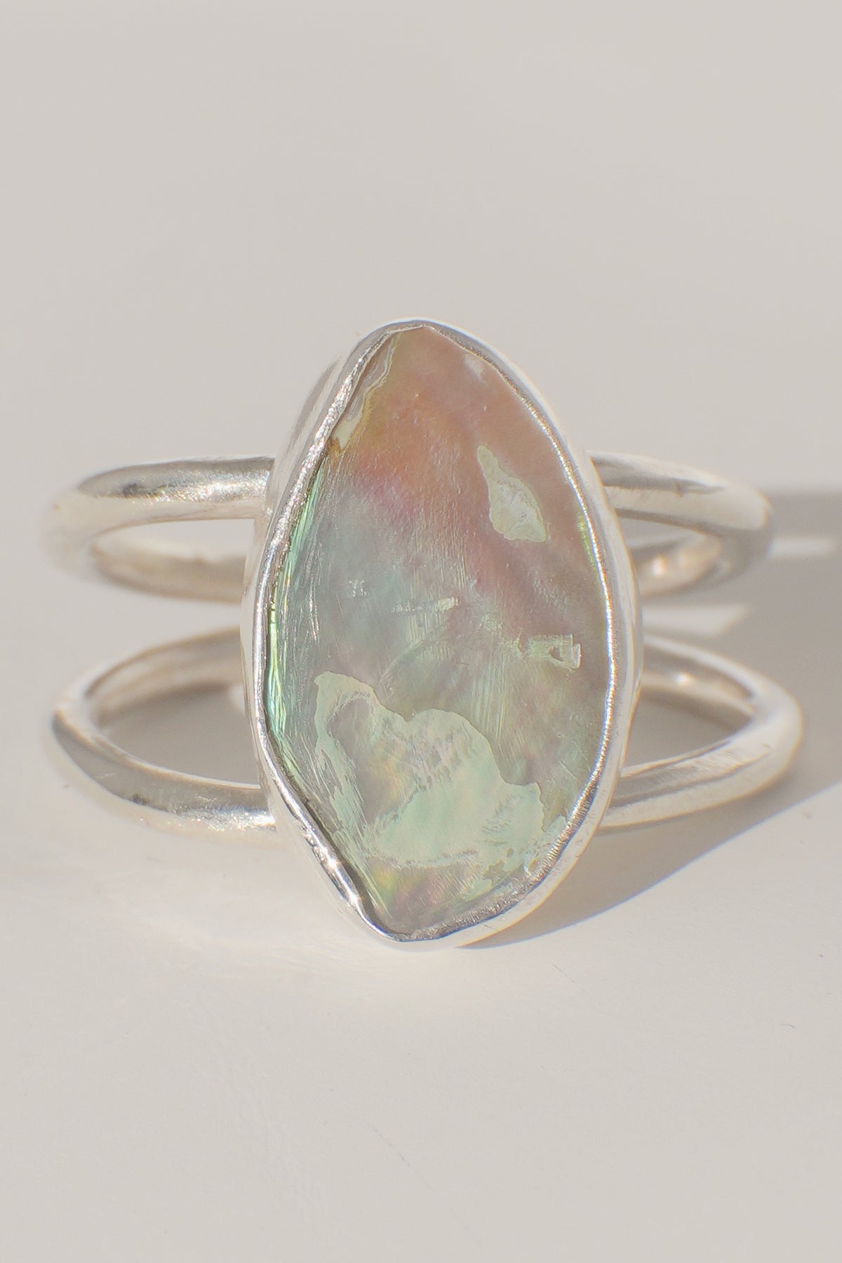 Double Band Abalone Ring 10