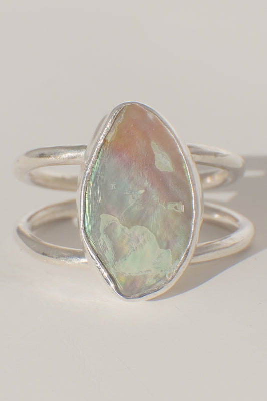 Double Band Abalone Ring 10