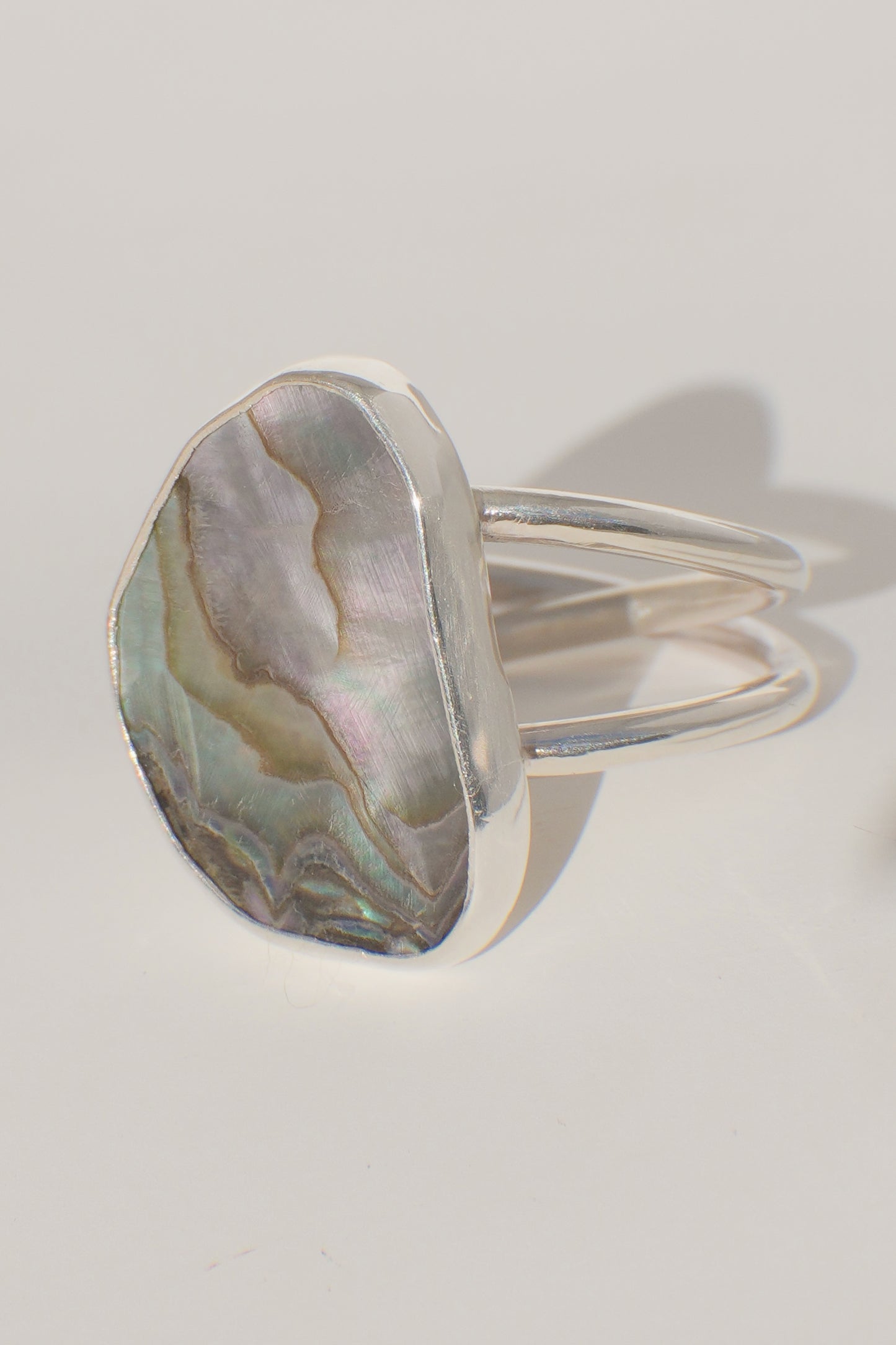 Double Band Abalone Ring 7.5