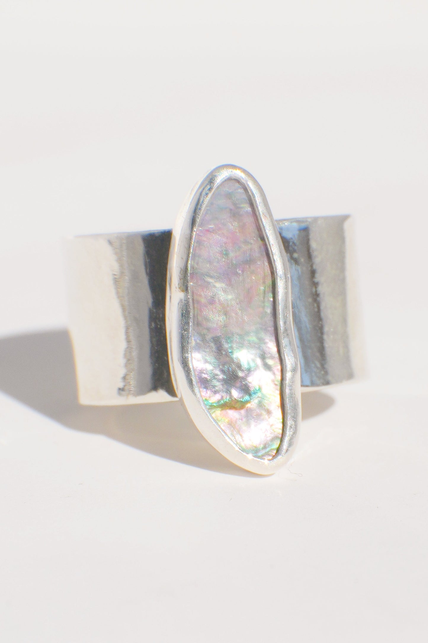 Wide Band Abalone Ring 6