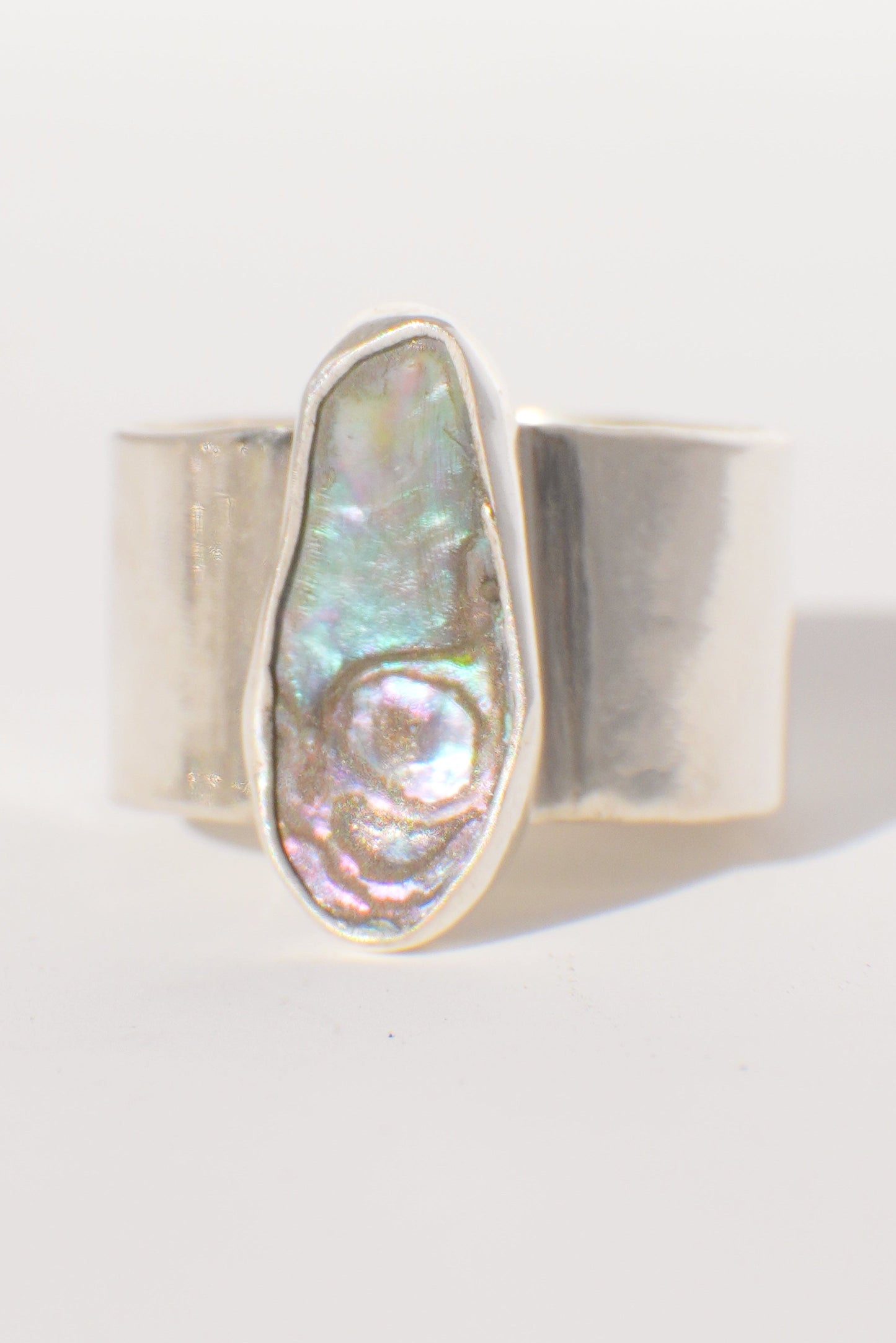 Wide Band Abalone Ring 8