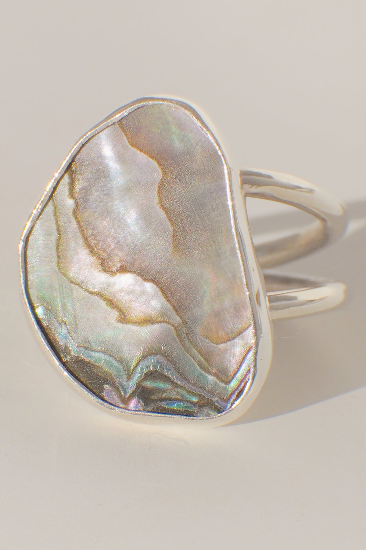 Double Band Abalone Ring 7.5