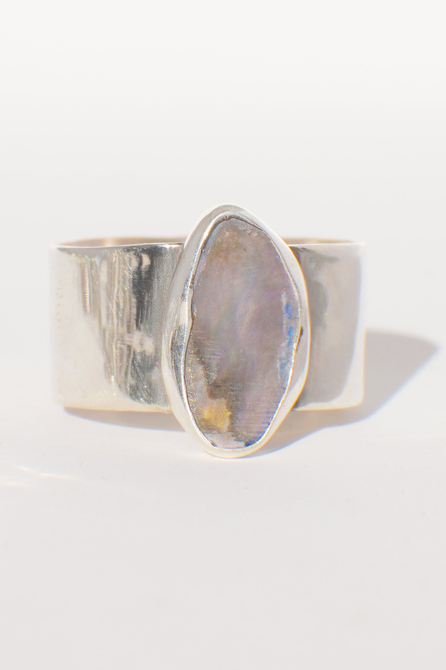 Wide Band Abalone Ring 11