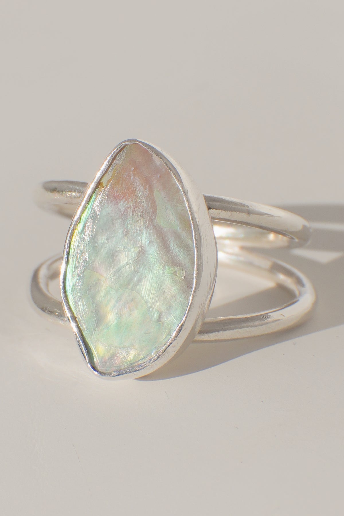 Double Band Abalone Ring 10