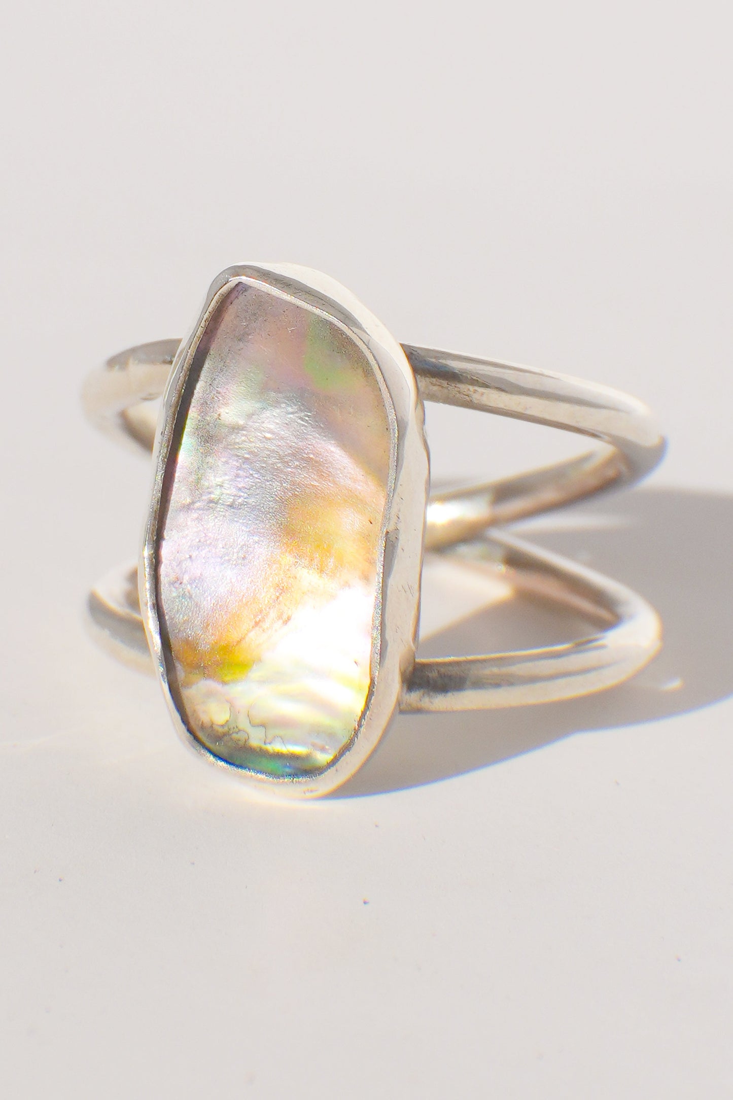 Double Band Abalone Ring 7.5