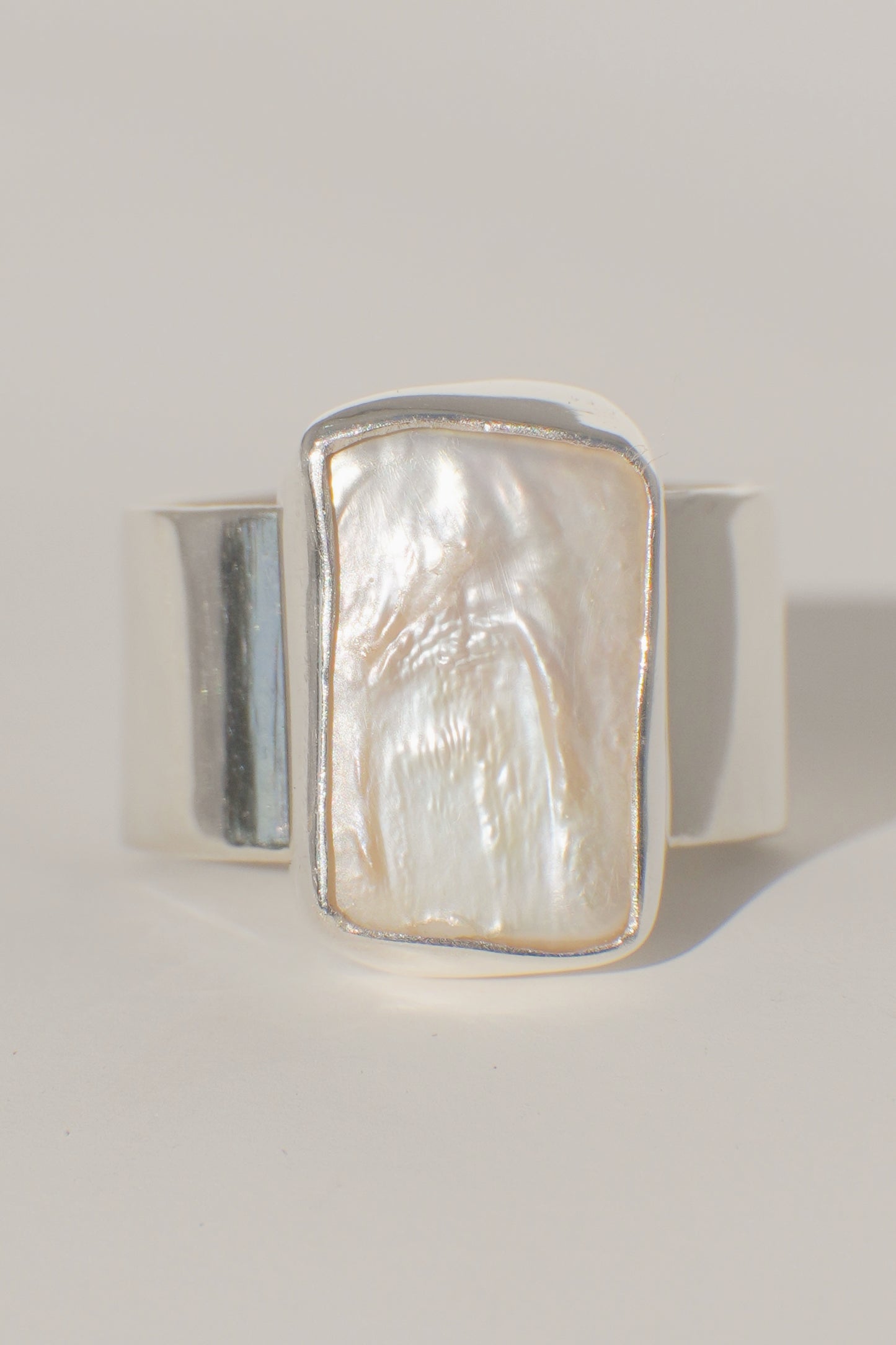 Wide Band Abalone Ring 7