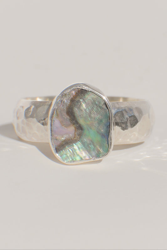 Chunky Band Abalone Ring 7