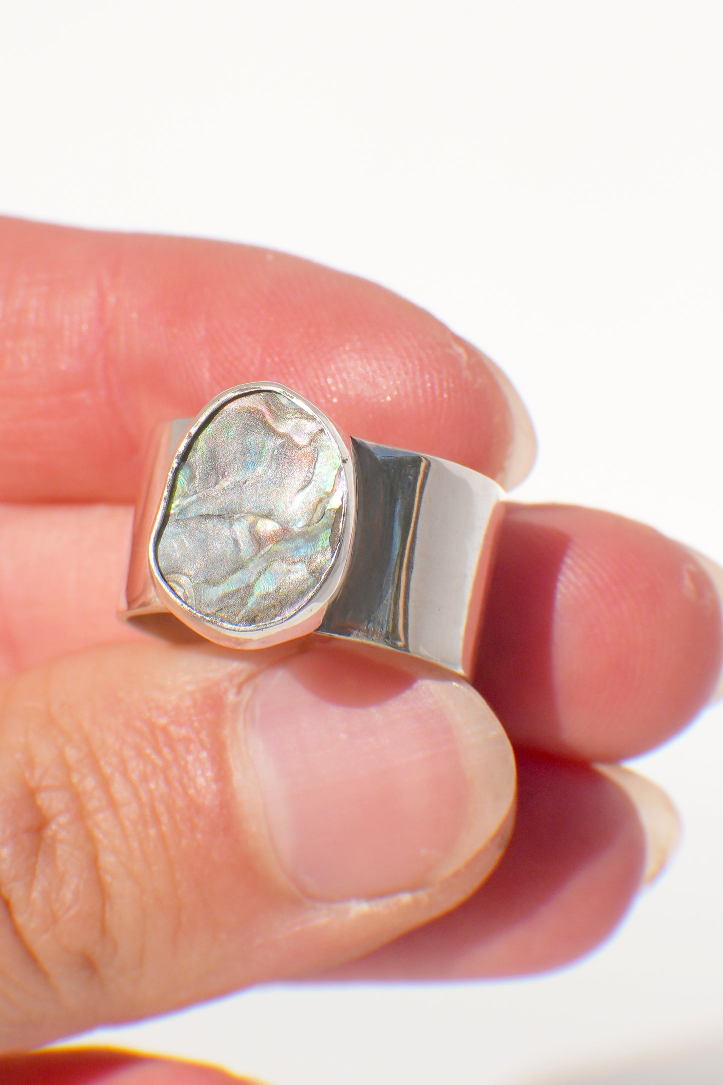 Wide Band Abalone Ring 6.5