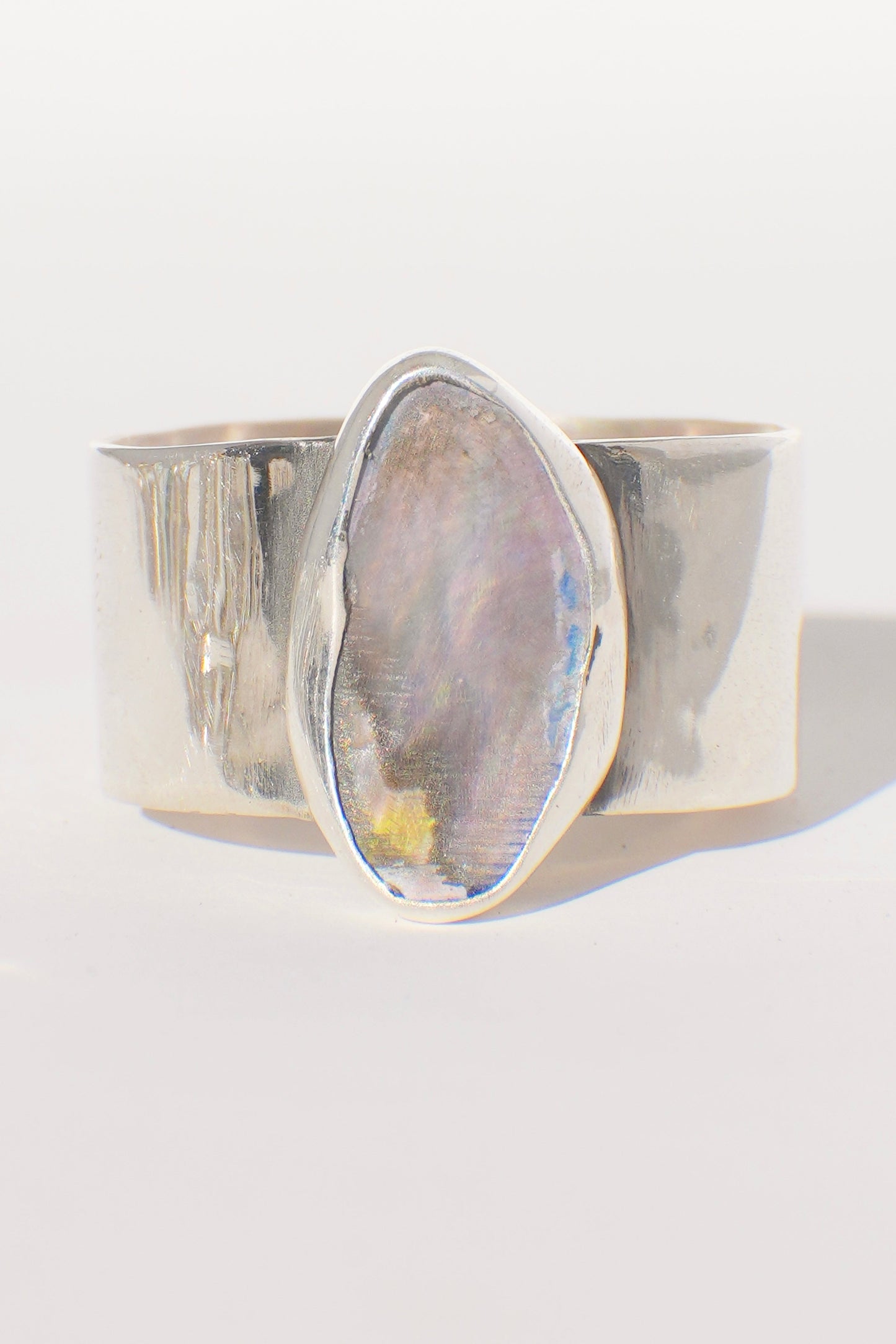 Wide Band Abalone Ring 11
