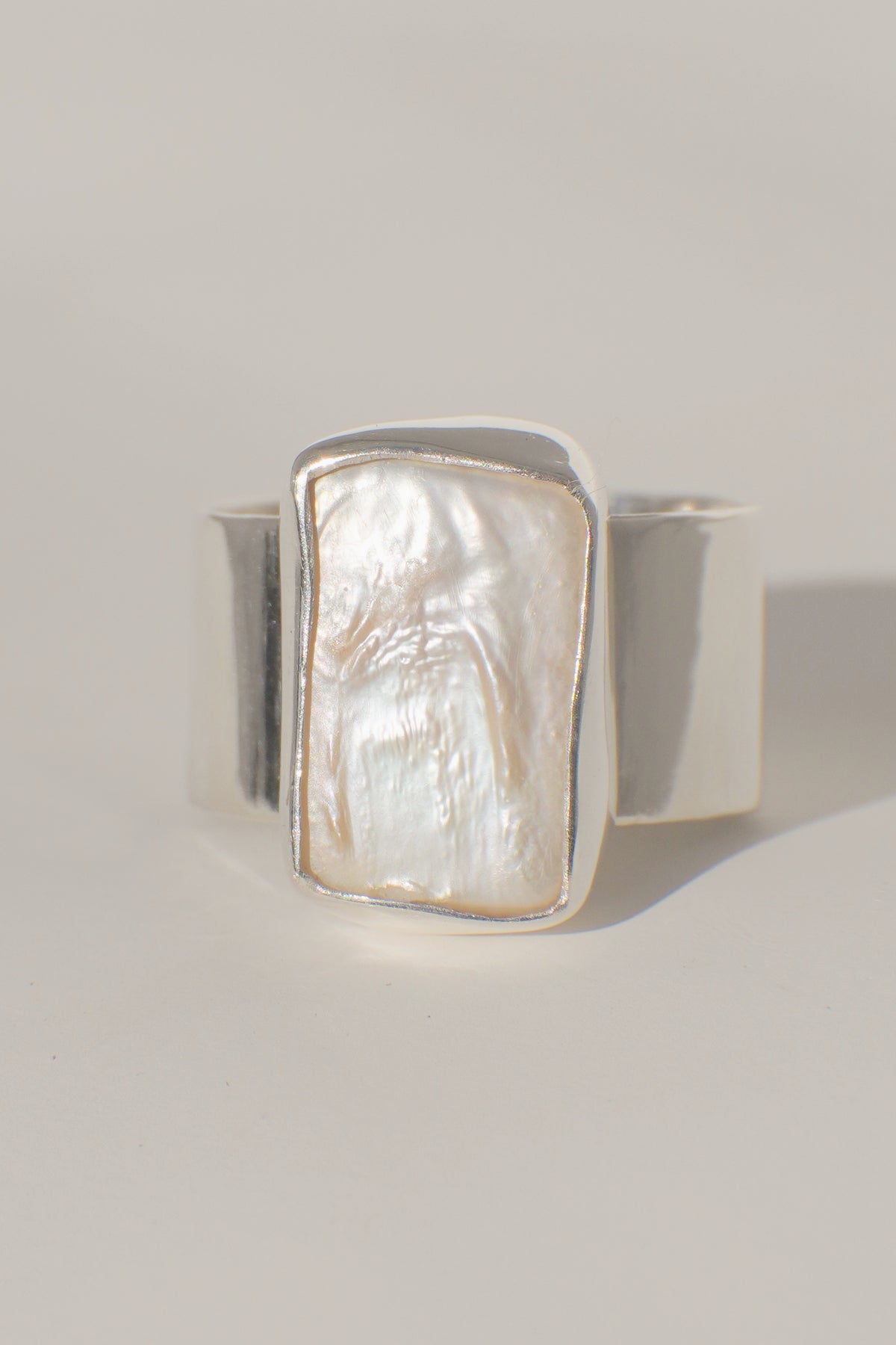 Wide Band Abalone Ring 7