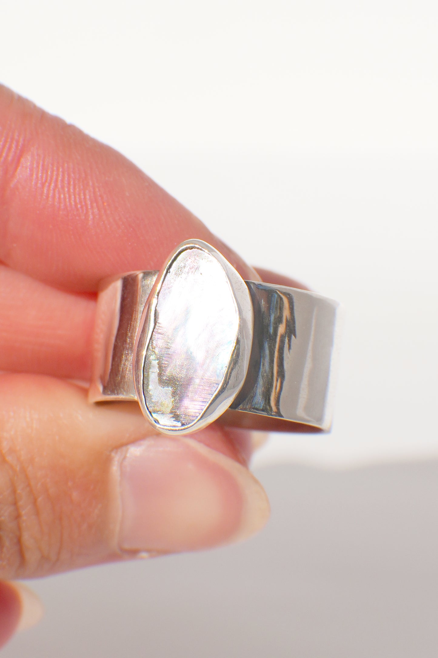 Wide Band Abalone Ring 11