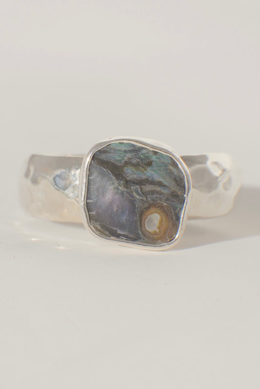Chunky Band Abalone Ring 8.5