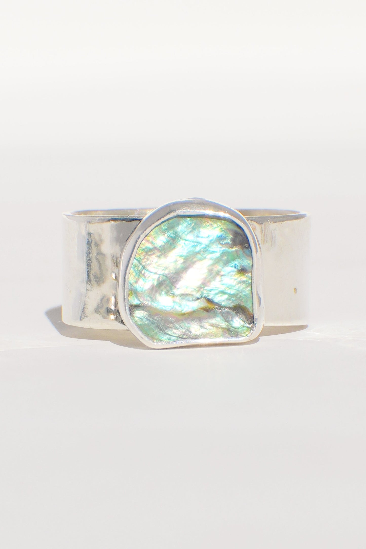 Wide Band Abalone Ring 8