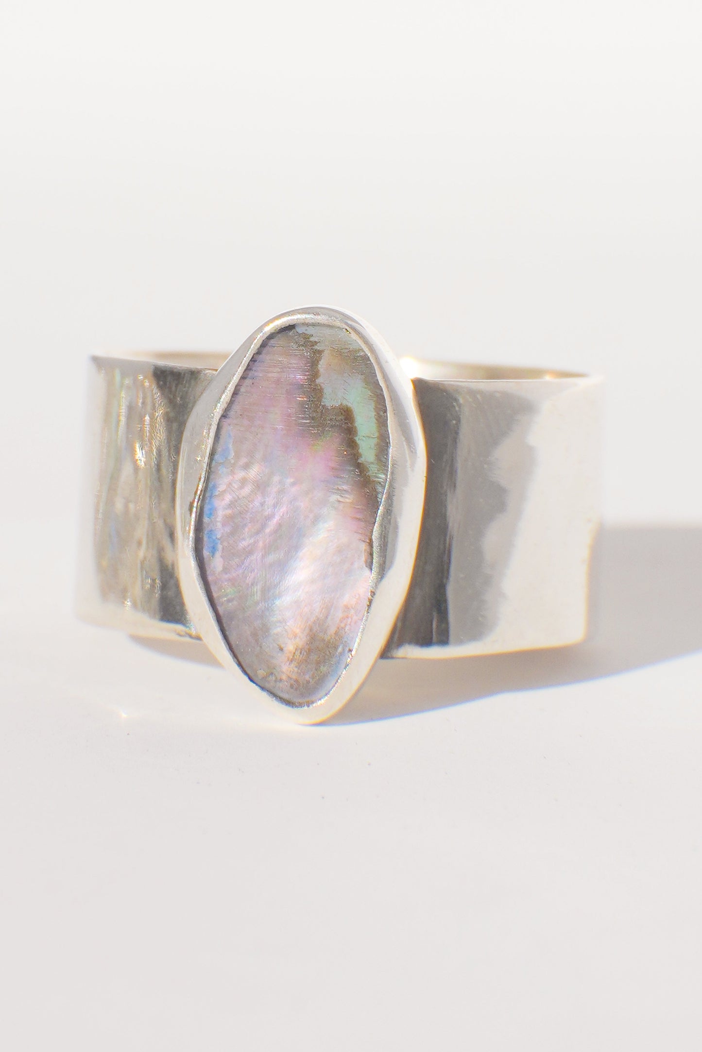 Wide Band Abalone Ring 11