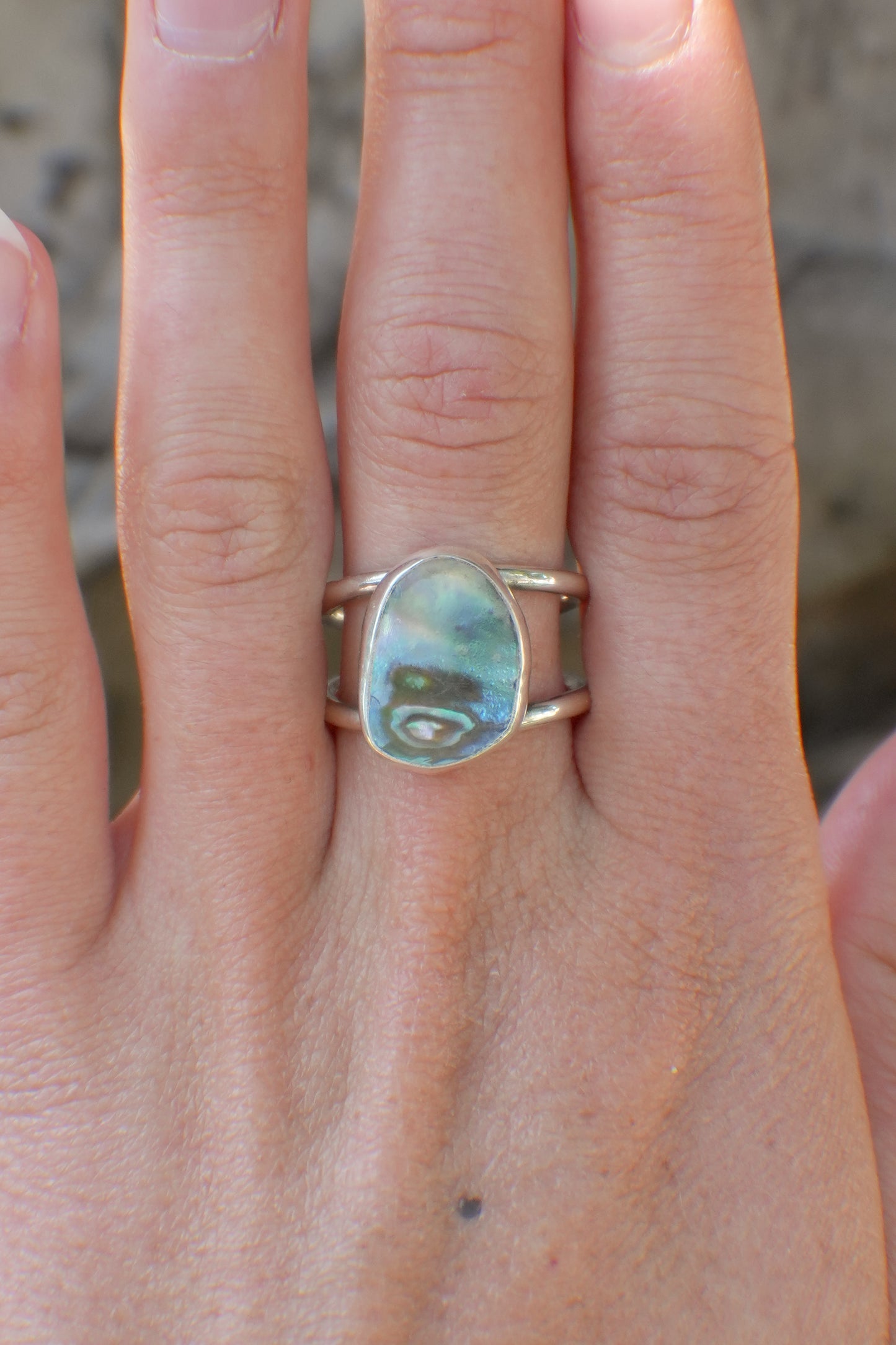 Double Band Abalone Ring 8