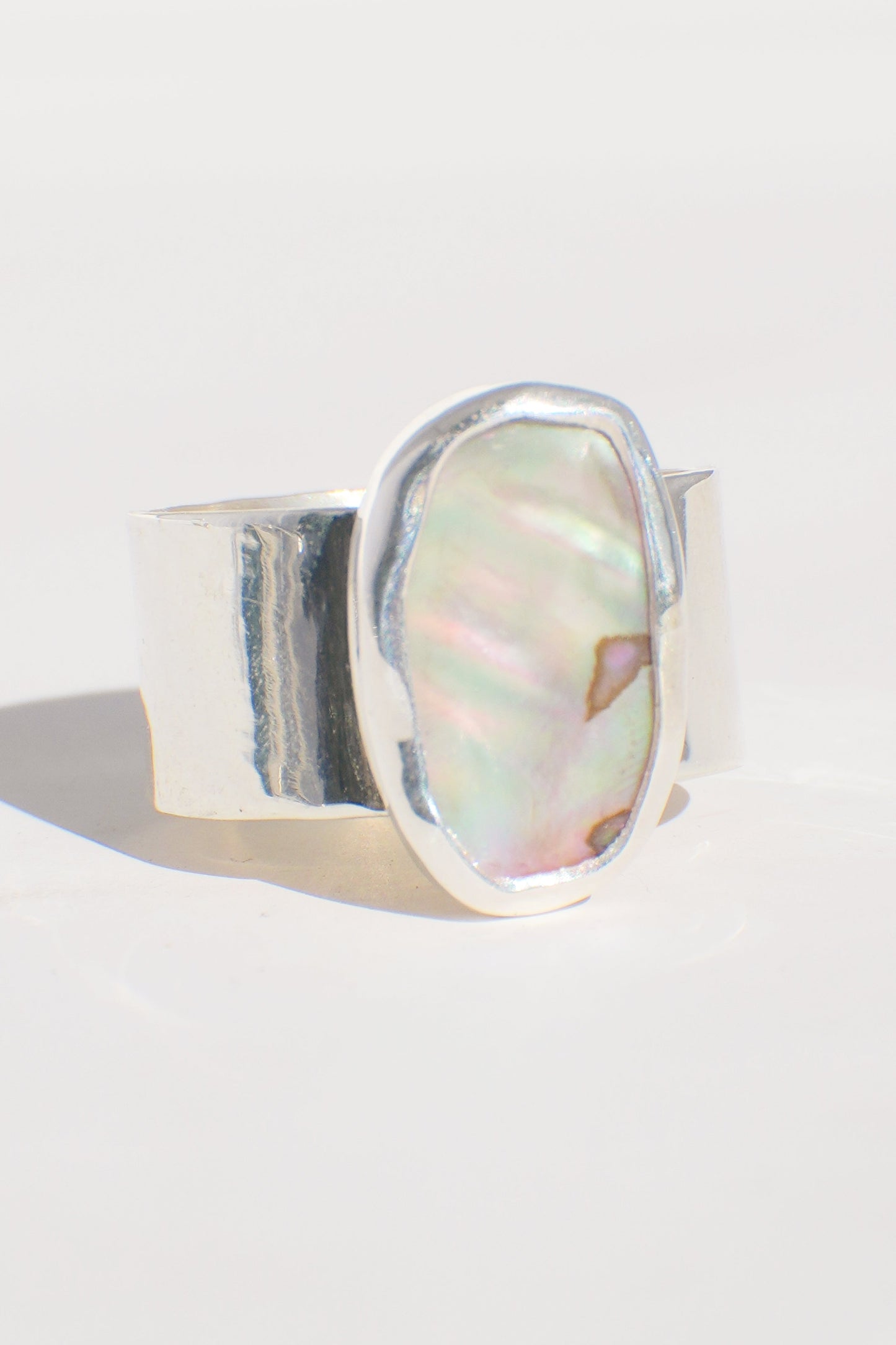 Wide Band Abalone Ring 7.5
