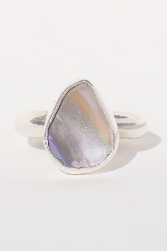 Chunky Band Abalone Ring 7