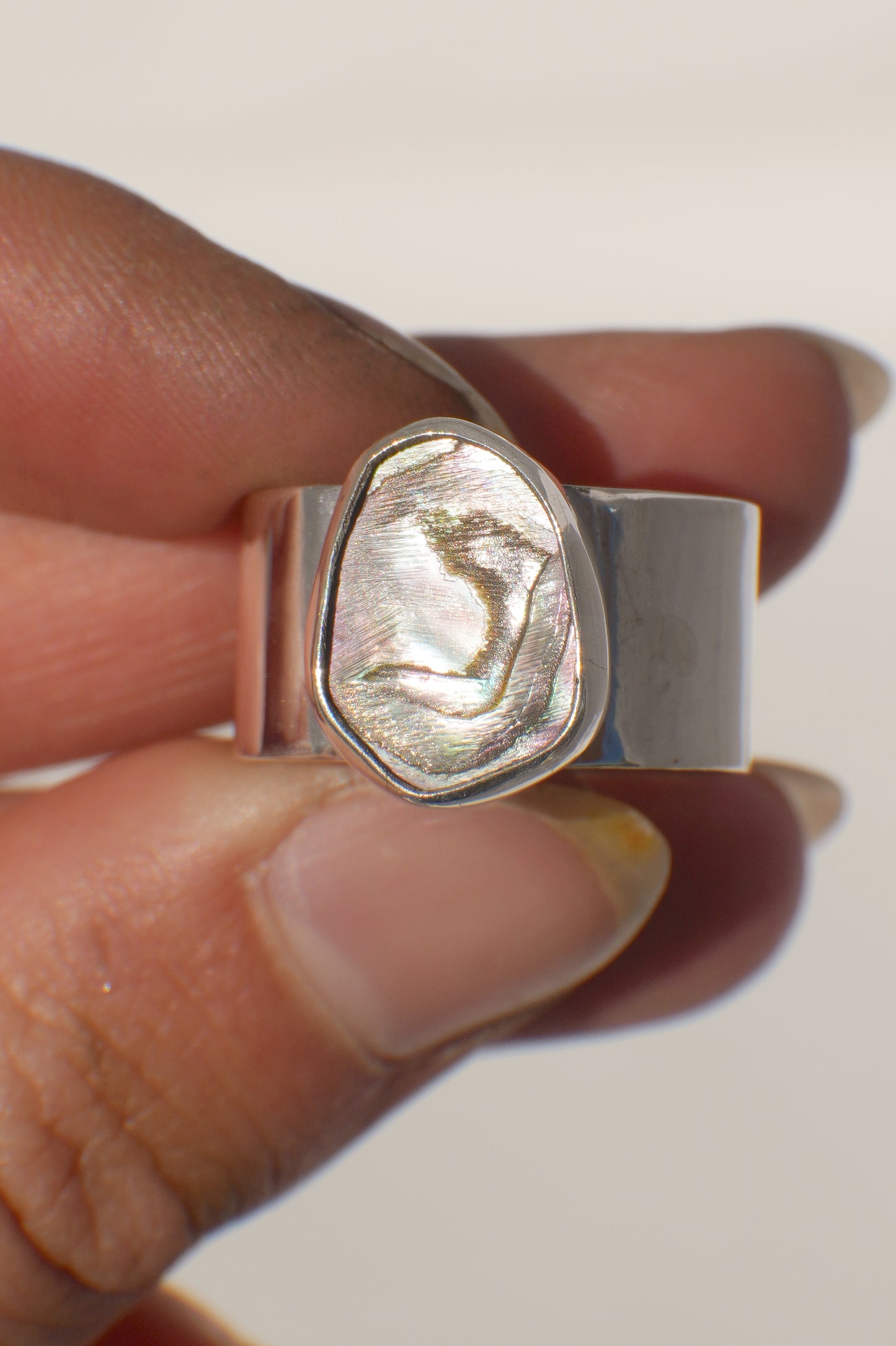 Wide Band Abalone Ring 7.5