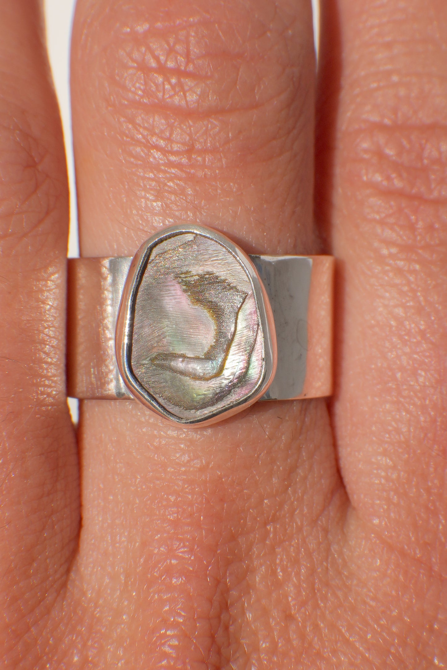 Wide Band Abalone Ring 7.5