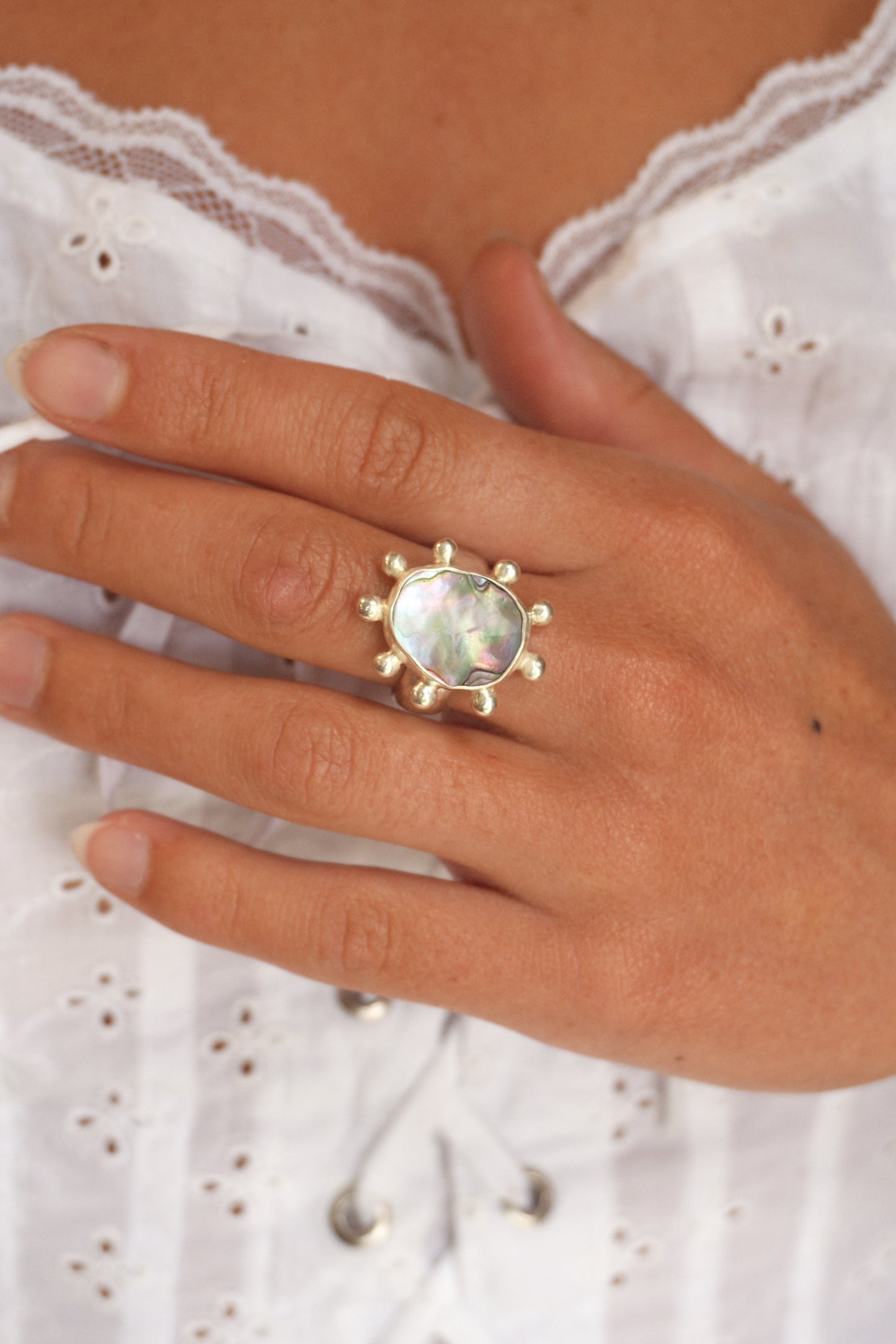Abalone Dot Ring 7.5